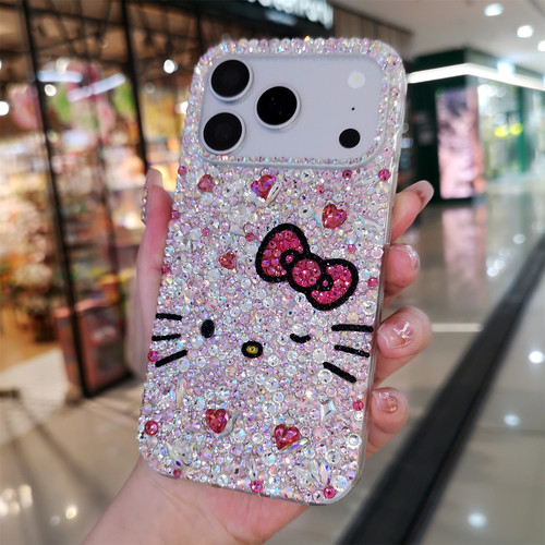 网红夏季新款适用于iPhone17Pro max苹果16Pro手机壳15Plus高级感奢华水钻可爱卡通猫挂件14保护套13防摔12女