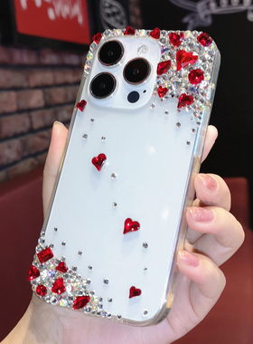 适用于iPhone17pro max苹果16pro手机壳Air高级感奢华水钻红色宝石15plus透明保护套14全包12防摔13
