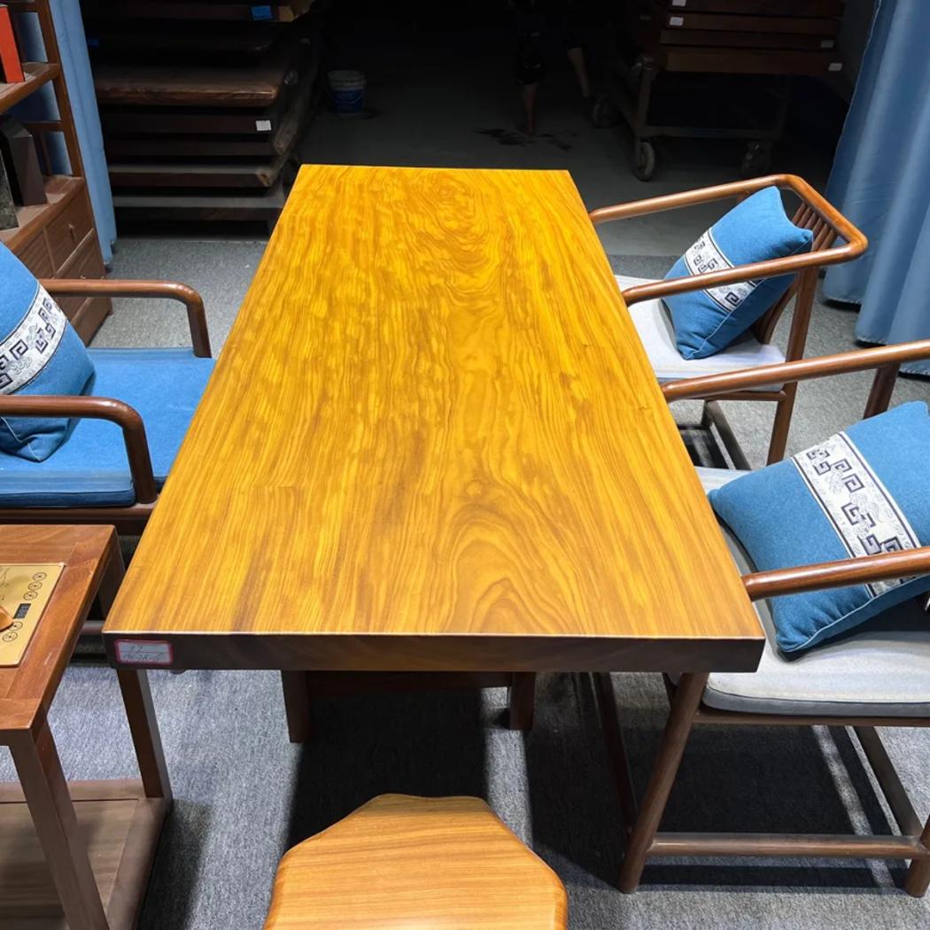 柚木实木大板196*78*6原木大板茶桌茶台餐桌老板桌办公桌整块简约