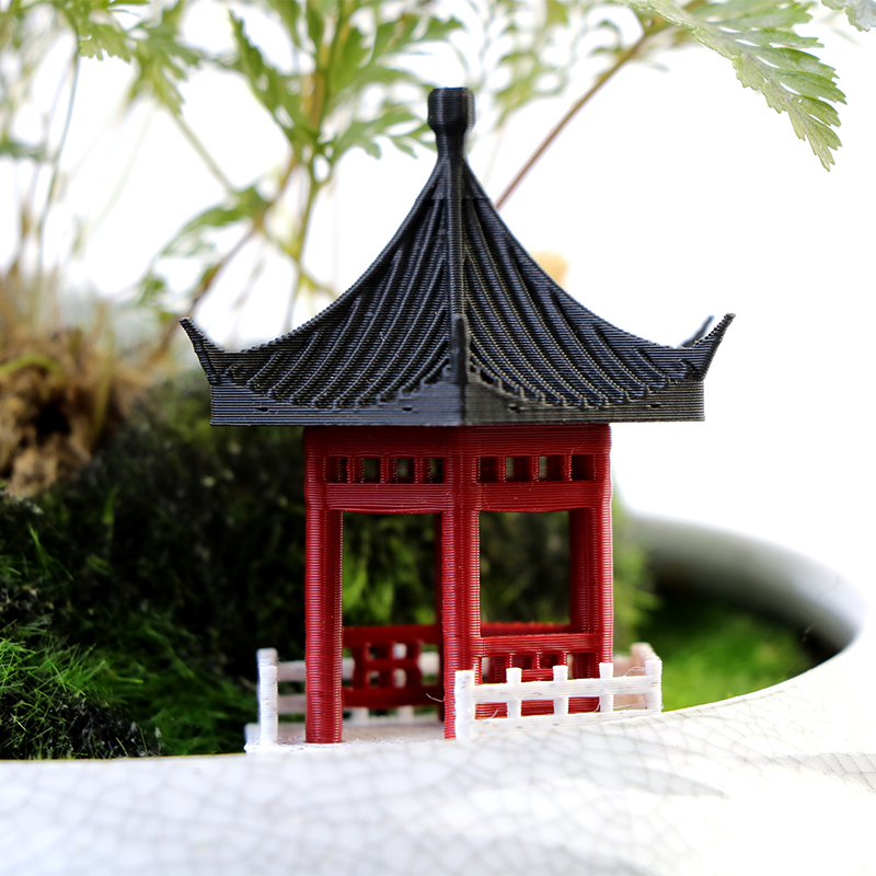 吸水石假山水陆缸鱼缸造景摆件微景观上水石盆景小摆件古建筑凉亭