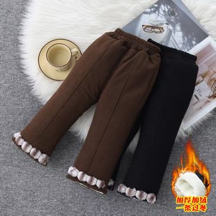 冬季 小童微喇3成棉裤 新款 加绒喇叭裤 洋气裤 女童加厚棉裤