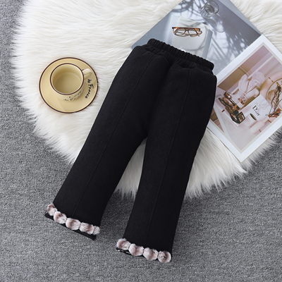 女童巨厚洋气裤子加绒喇叭裤冬季新款小童微喇3成棉裤女宝宝裤