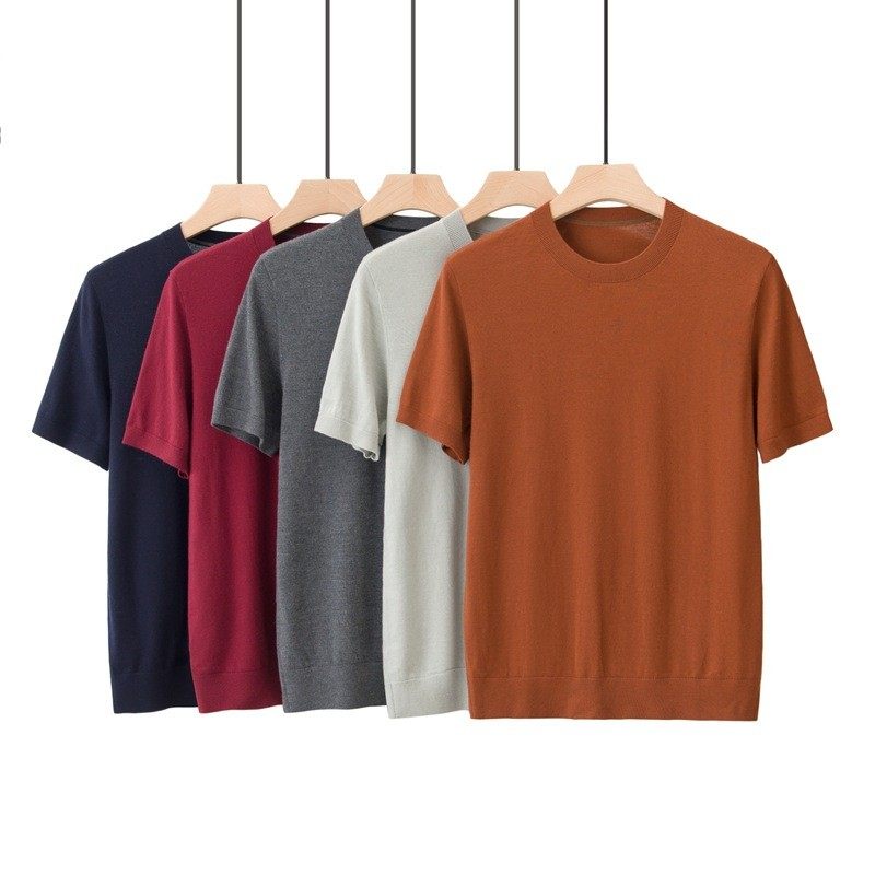 新款男士短袖商务t恤精纺山羊绒衫80支针织圆领套头百搭大码半袖,男装,羊绒套衫,淘宝优惠券,粉丝福利购,淘宝优惠卷