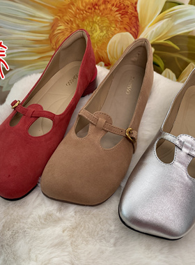 商场撤柜 2025新款低跟防滑方头简约休闲羊反绒女单鞋TA54126-12