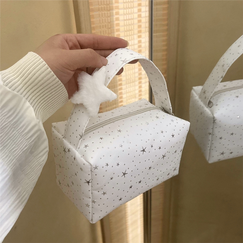 星星波点大容量便携手提化妆包