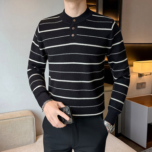 xs小号加小码修身毛衣套头条纹针织衫男社会小伙毛线衣打底衫新款