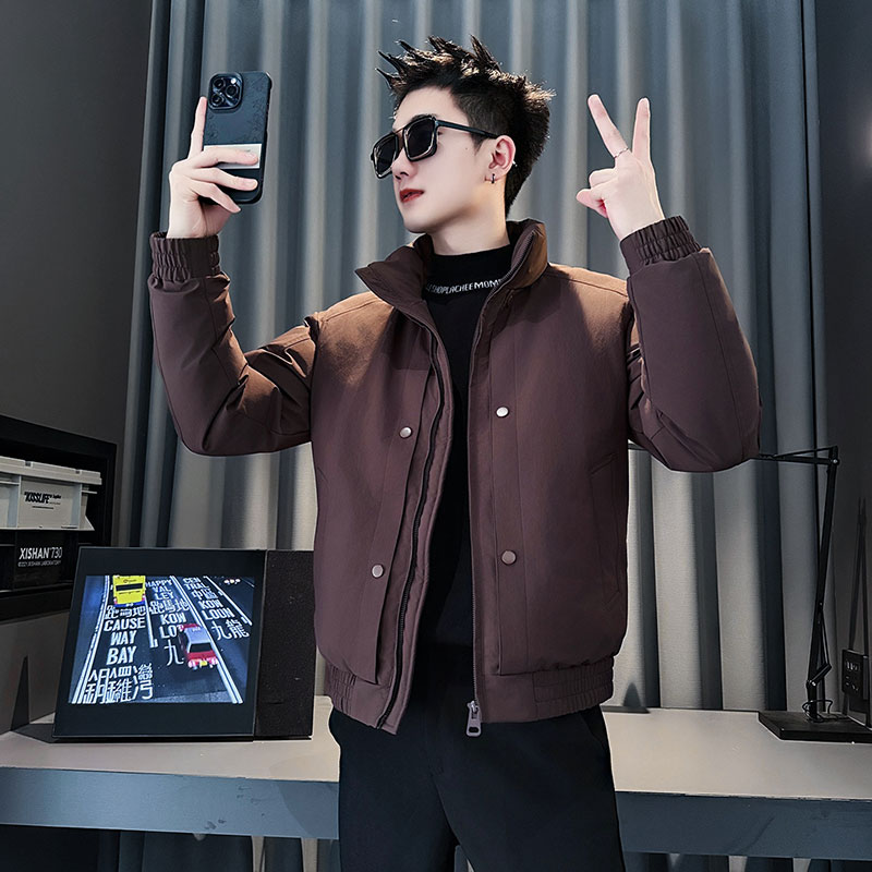 S加小码XS偏小号155简约潮冬季社会小伙加厚保暖立领棉衣棉服外套