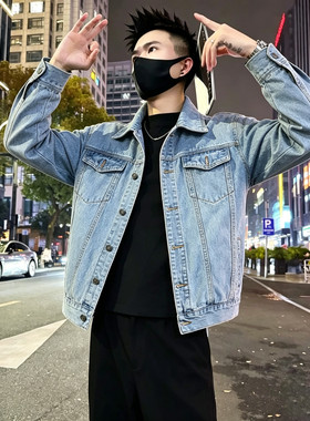 2026秋装新款xs小码小号牛仔外套社会小伙男修身短款牛仔衣褂子潮
