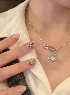 西太后别针星球项链女简约气质锁骨链网红礼物高级感抖音小红书款