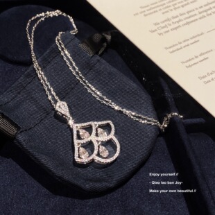 【乔老板Joy】镂空扇子项链银色锁骨链满钻冰糖简约重工质感轻奢