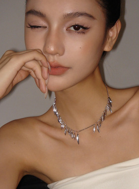 Boonee alus不规则流苏锆石切面项链女高级感仙气choker锁骨链女