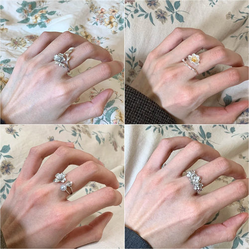 花朵戒指合集~小众设计新中式海棠花戒指女生高级感复古开口指环