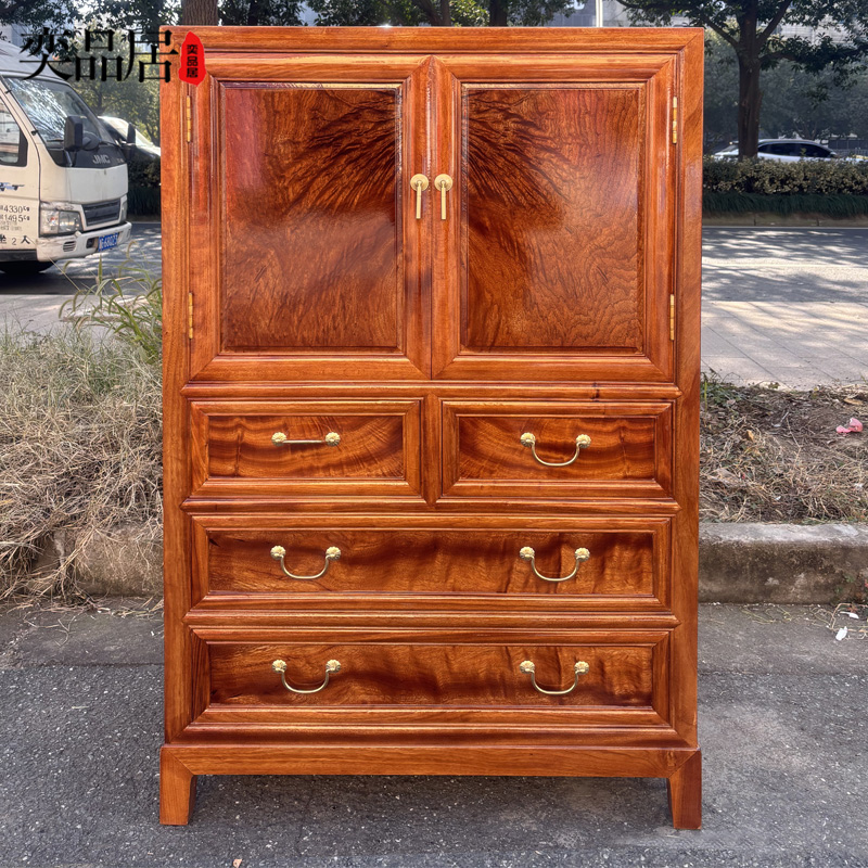 香樟木全实木五斗柜新中式老料箱