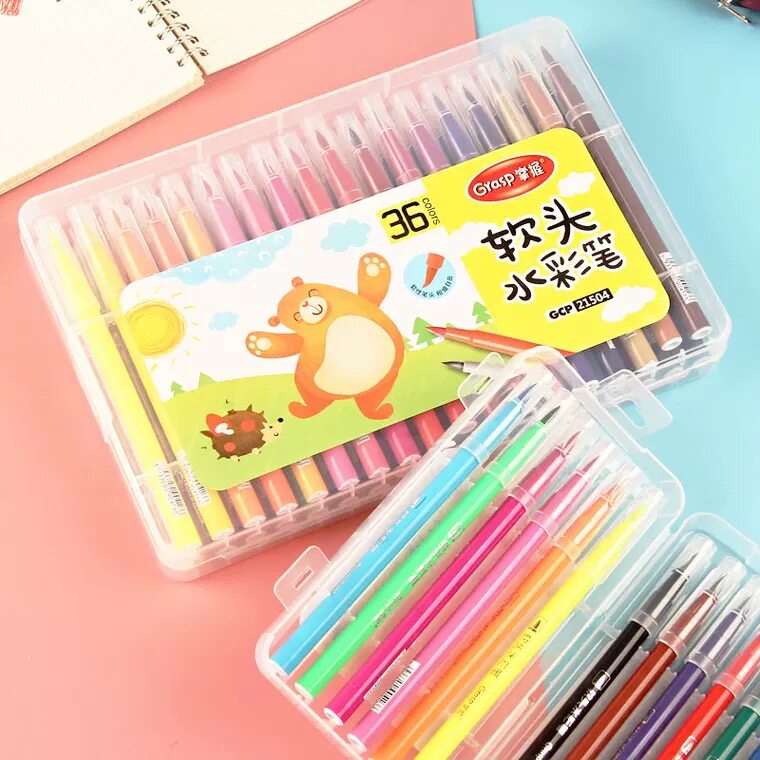 掌握软头水彩笔36色绘画笔水洗配方儿童彩色笔水彩毛笔水彩练字笔