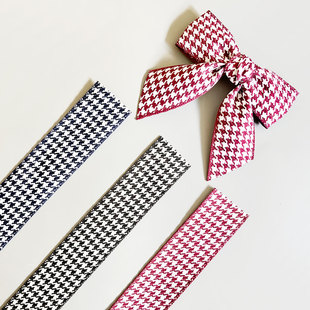 DIY发夹4厘米宽千鸟格布料小香风双面织带手工蝴蝶结材料发饰卡子
