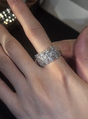 小众设计感微镶重工花朵锆石戒指女轻奢气质可调节指环个性食指