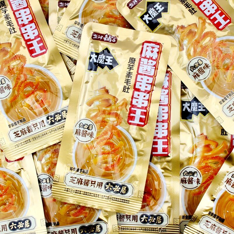盐津铺子大魔王魔芋串串王素毛肚六必居麻酱味魔芋爽魔芋丝零食
