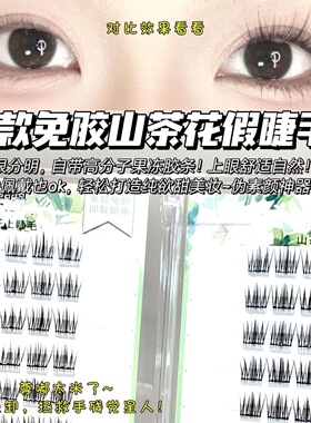 免胶免卸~20排山茶花假睫毛自然仿真三簇上眼分段式嫁接新手自粘