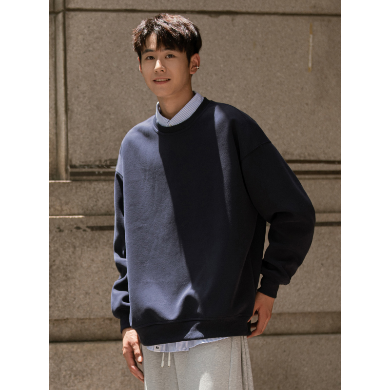 重磅纯色宽松圆领卫衣情侣款