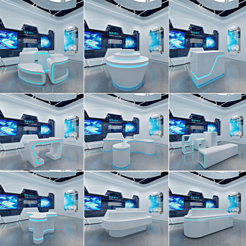 多层圆柱科技模型展台展示台