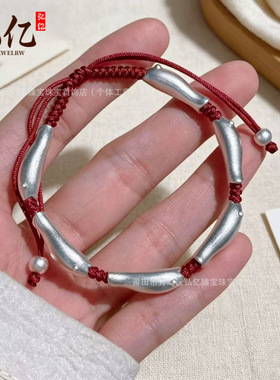 S999足银手链小鱼红绳手链女编织手绳本命年平安寓意直播引流爆款
