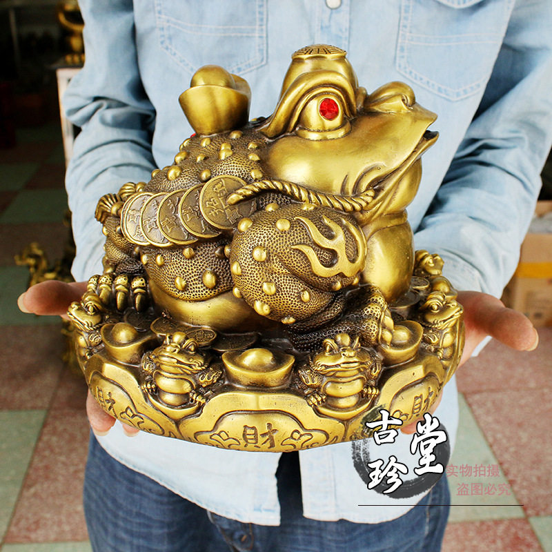 黄铜金蟾摆件 大小号三足元宝金蟾商务家居摆饰八卦蟾王商务礼品