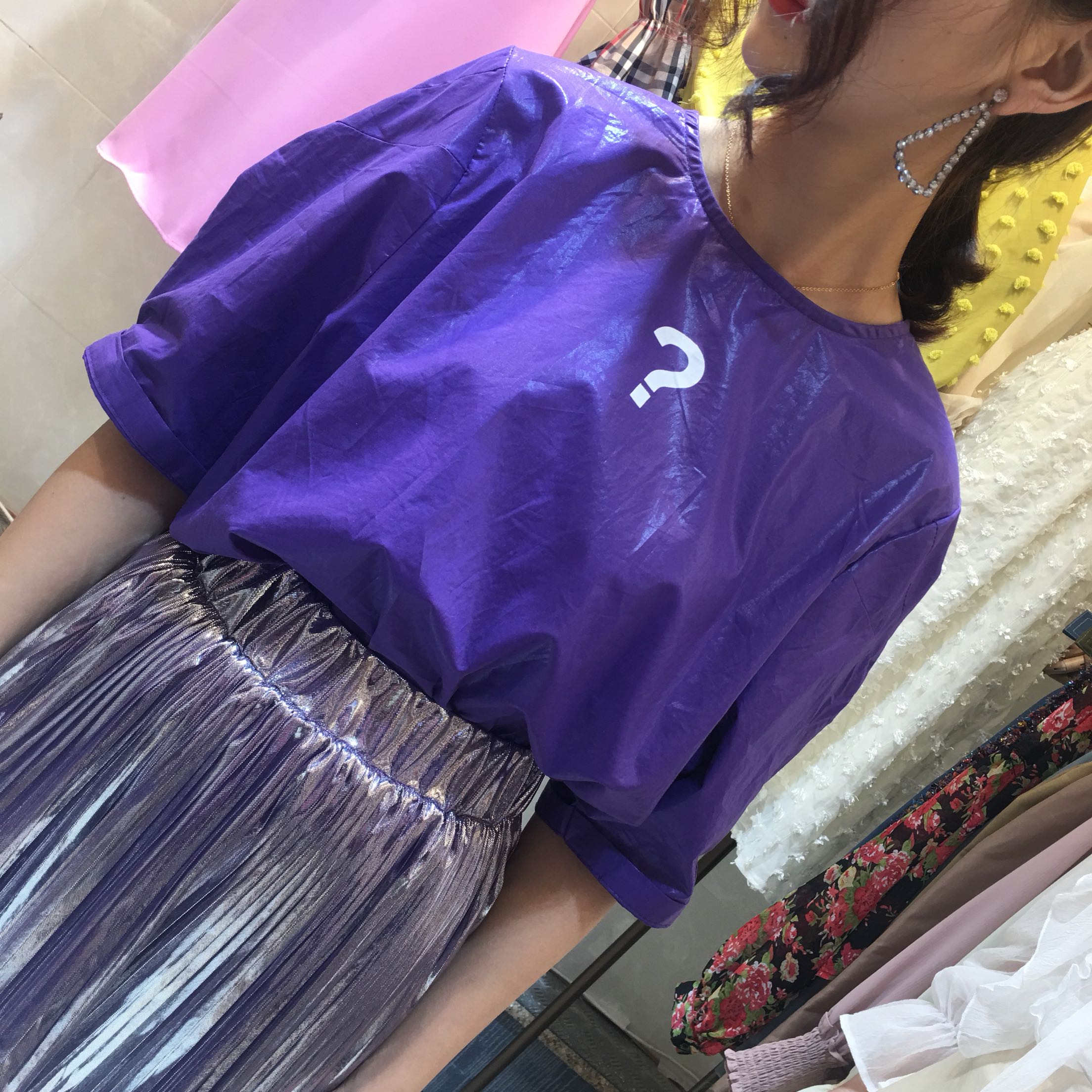 top style 韓版新款寬松百搭印花短袖T恤簡約圓領寬松上衣3655