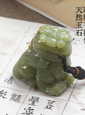 天然玉石貔貅抱球貔貅手把件吊坠礼物进宝