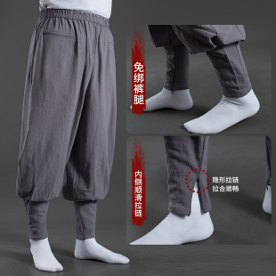 禅意砂洗棉禅修和尚僧人衣服僧服春夏秋免绑裤 免绑腿僧裤 巷外僧裤