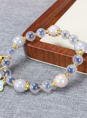 女款金箔香灰琉璃糖心玛瑙手串