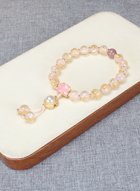 金沙宫廷风香灰金箔琉璃女手串