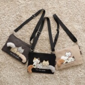 日系新品 三花猫摆尾系列可爱斜挎包百搭学生卡通小包手机包包女