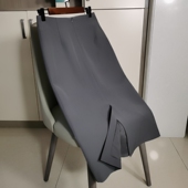 秋冬OL通勤职业包臀毛呢半身裙中长款 黑色高腰A字直筒面试西装 裙