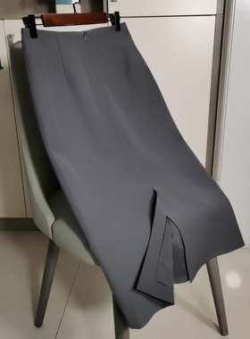 秋冬OL通勤职业包臀毛呢半身裙中长款黑色高腰A字直筒面试西装裙