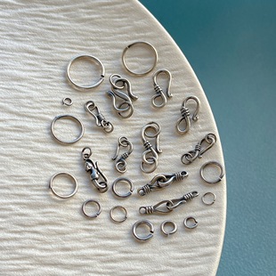 三七老银饰品配件开口圈弹簧扣S扣连接环diy手工串珠手链项链尾扣