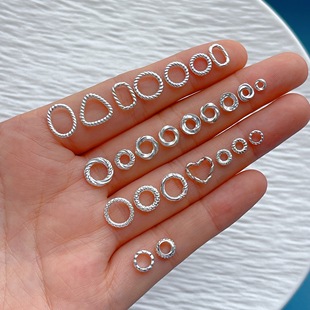 925纯银饰配件手串隔珠隔片麻花盘缠闭口圈跑环连接扣diy串珠配饰