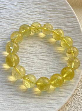 天然闪灵柠檬黄阿塞水晶手链女男