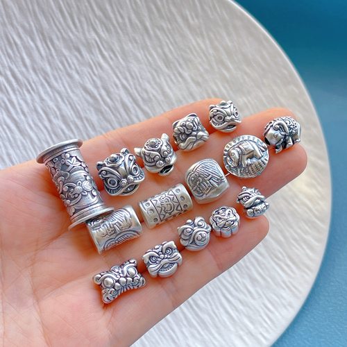 纯银福在眼前醒狮大象隔珠桶珠