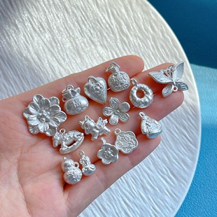 足银纯银饰配件炫彩星光蝴蝶花福袋吞金兽摇摇马葫芦吊坠挂坠diy