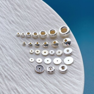 925纯银饰配件大孔车轮珠飞碟珠山鬼花钱隔珠隔片垫片diy手串配饰