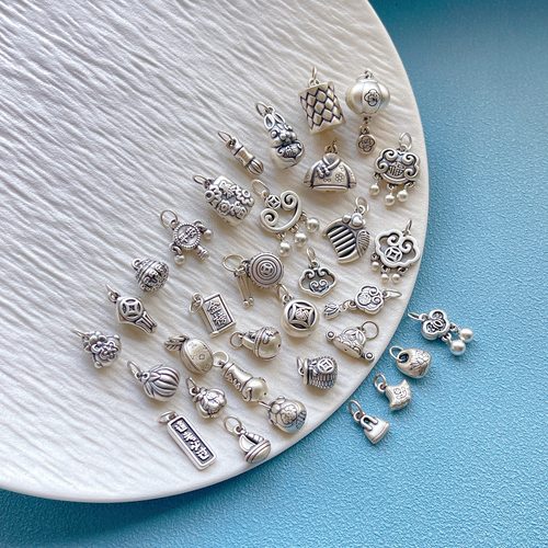 纯银饰配件吉祥三宝如意锁吊坠