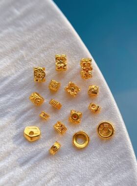 古法金四面花蜻蜓眼骰子随行隔珠