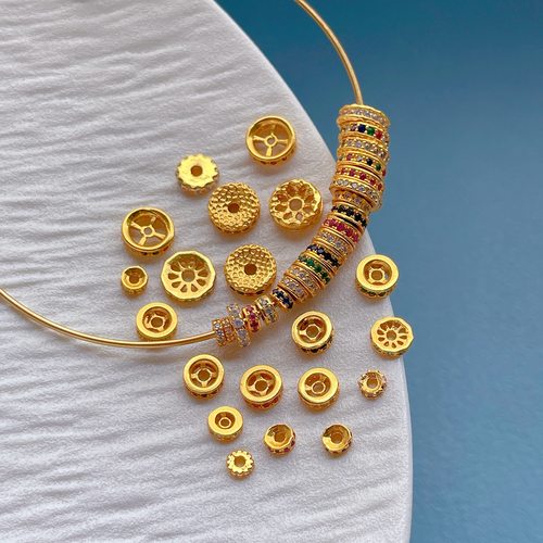 古法金彩色水钻隔珠垫片手链项链