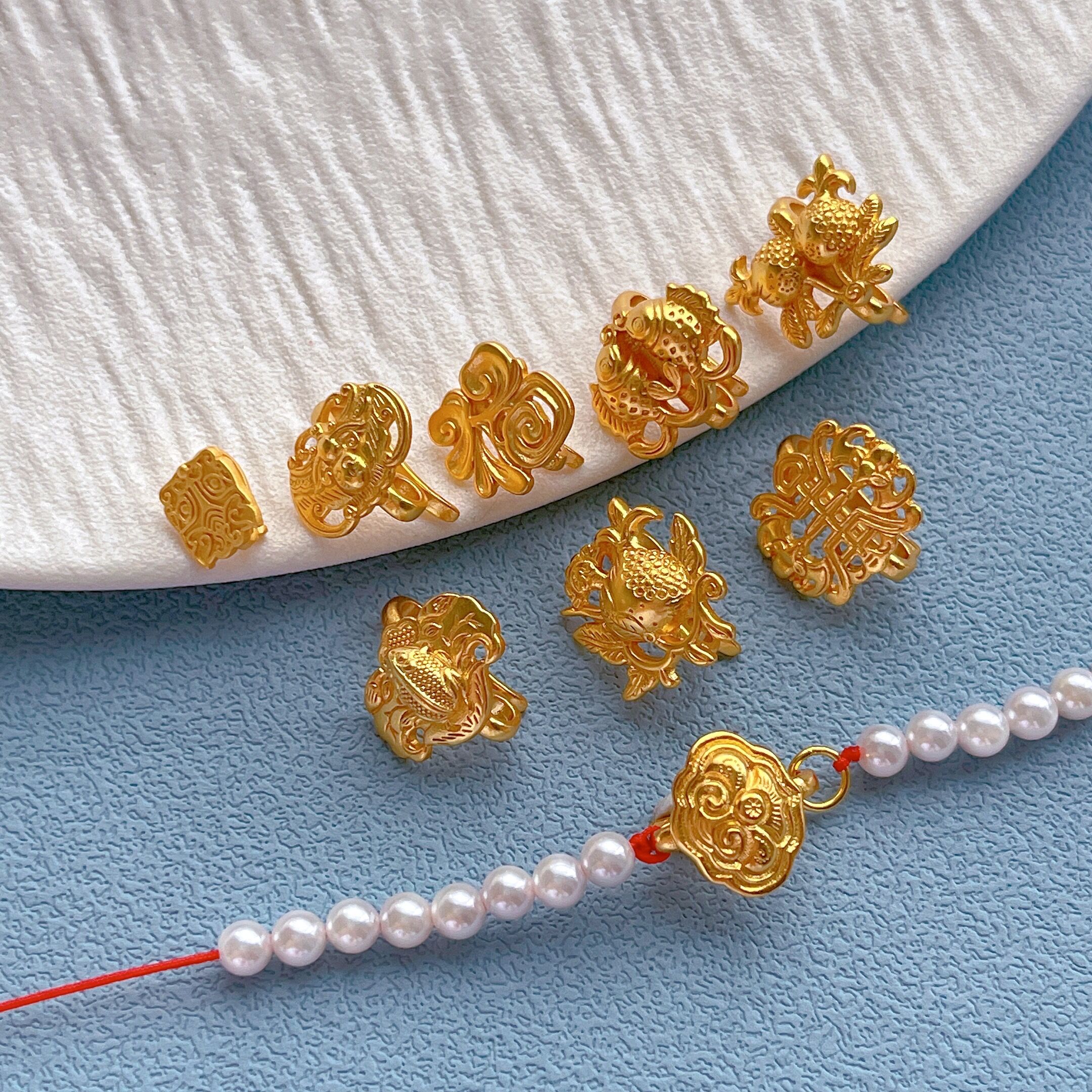 古法金錾刻新中式汉服压襟扣子