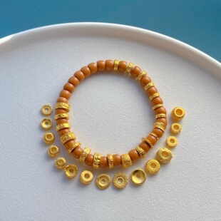 包24K古法金保色配件锤纹小鱼回纹百香籽羽毛佛面隔珠隔片垫片diy