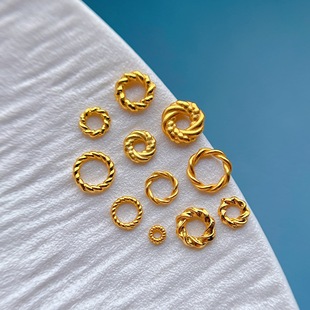 24K包金保色配件麻花圈盘缠闭口环圆形跑环计数器垫片隔珠隔片diy