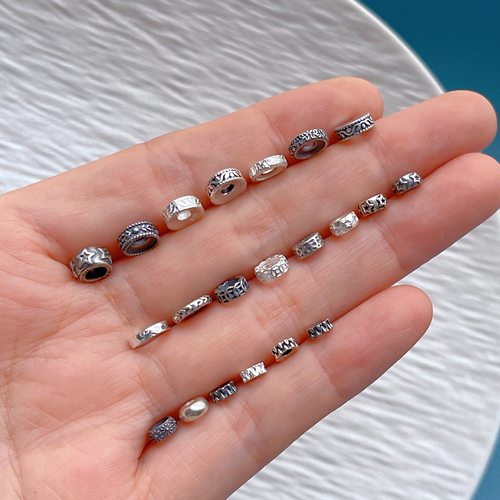 纯银锤纹钱串子星星回纹隔珠隔片