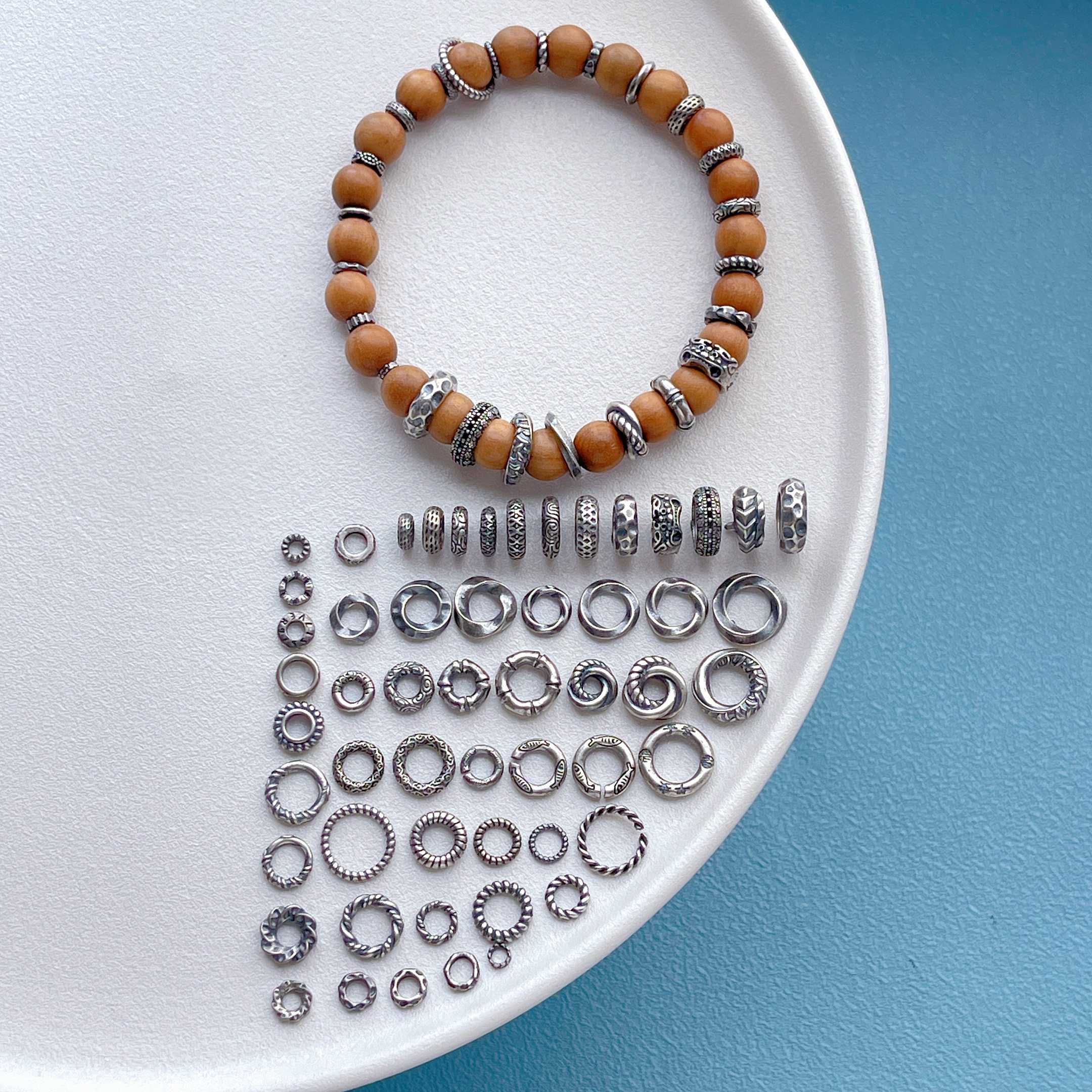 三七老银饰品配件錾刻锤纹麻花竹节鱼祥云闭口环银圈圆环隔珠隔片,饰品/流行首饰/时尚饰品新,其他DIY饰品配件,淘宝优惠券,粉丝福利购,淘宝优惠卷