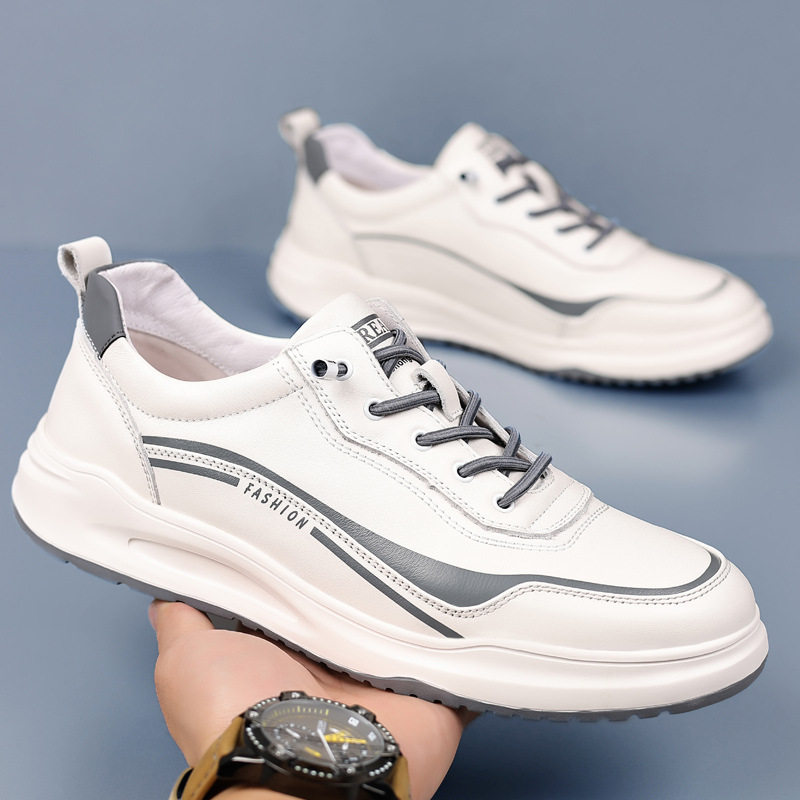 透气休闲皮鞋板鞋男款日常休闲小白鞋街头运动鞋潮流百搭真皮男鞋,流行男鞋,休闲板鞋,淘宝优惠券,粉丝福利购,淘宝优惠卷