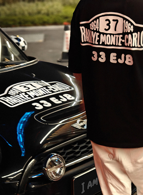 I AM MOMO创意设计重磅宽版短袖t恤MINI蒙特卡洛37号冠军车33EJB